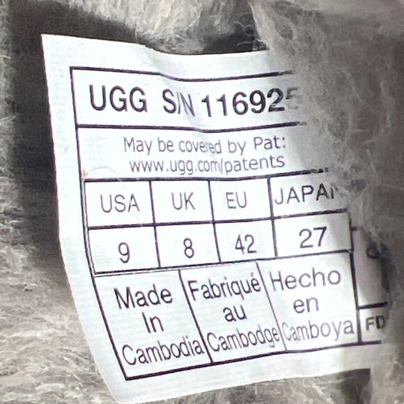 UGG Tazz Curly Slippers Shearling Gray Slippers Men Size 9 - Picture 7 of 8